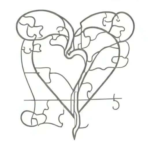 heart jigsaw puzzle split in half  tattoo design idea