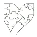 heart jigsaw puzzle split in half  tattoo design idea
