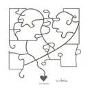 heart jigsaw puzzle split in half  tattoo design idea