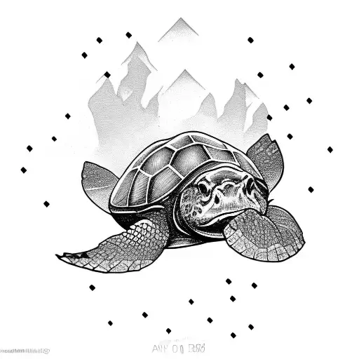 snapping turtle swimming tattoo design idea