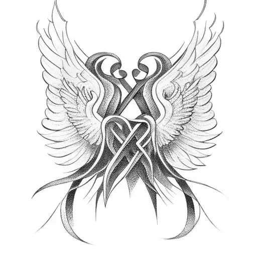 cross with wings tattoo design idea