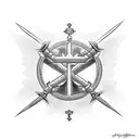 cross with crown and wings tattoo design idea