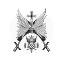 cross with crown and wings tattoo design idea