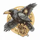 steampunk raven tattoo design idea