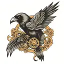 steampunk raven tattoo design idea