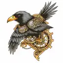 steampunk raven tattoo design idea