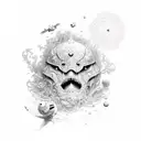 Transition between space and underwater tattoo design idea