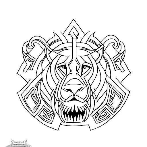 Irish lions standing up facing eachother tattoo design idea
