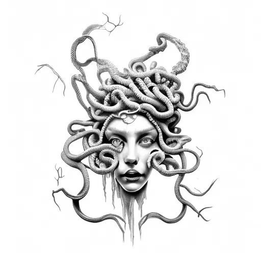 Broken and beautiful medusa tattoo design idea