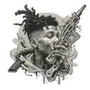youngboy never broke again, king von, blunt, money, gun, knife, love, hate, silent person tattoo design idea