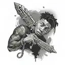 youngboy never broke again, king von, blunt, money, gun, knife, love, hate, silent person tattoo design idea