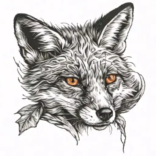 Fox with a damaged eye  tattoo design idea
