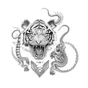 Dragon, Tiger, Rat, Dog, and Monkey tattoo design idea