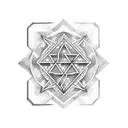 A geometric design incorporating Benjamin's initials and birthdate tattoo design idea