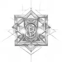 A geometric design incorporating Benjamin's initials and birthdate tattoo design idea