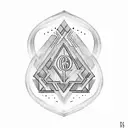 A geometric design incorporating Benjamin's initials and birthdate tattoo design idea