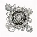 Logo from "A Perfect Circle" band logo with chakras tattoo design idea