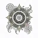 Logo from "A Perfect Circle" band logo with chakras tattoo design idea