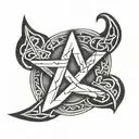 nordic uruz rune with original knotwork and two smaller runes spelling strength and perseverance in old norse tattoo design idea