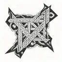 nordic uruz rune with original knotwork and two smaller runes spelling strength and perseverance in old norse tattoo design idea