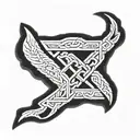 nordic uruz rune with original knotwork and two smaller runes spelling strength and perseverance in old norse tattoo design idea