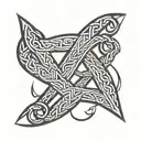 nordic uruz rune with original knotwork and two smaller runes spelling strength and perseverance in old norse tattoo design idea