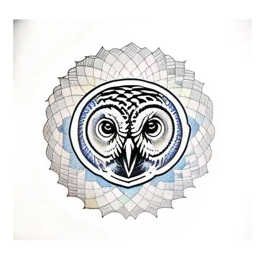 Barred Owl stained glass image tattoo design idea