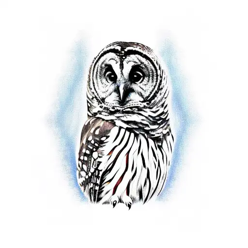 Barred Owl stained glass image tattoo design idea
