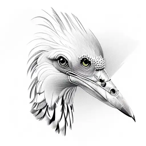 linear, secretary bird sketch, line work  tattoo design idea