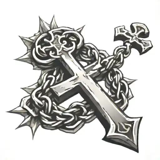 chain breaker christian cross tattoo design idea