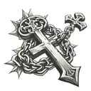 chain breaker christian cross tattoo design idea
