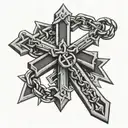 chain breaker christian cross tattoo design idea