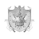 a Spanish armor with the DORTA shield in the center of the shoulder tattoo design idea