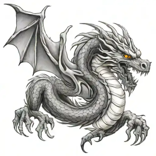 unlimited Smokey ghost dragon tattoo design idea