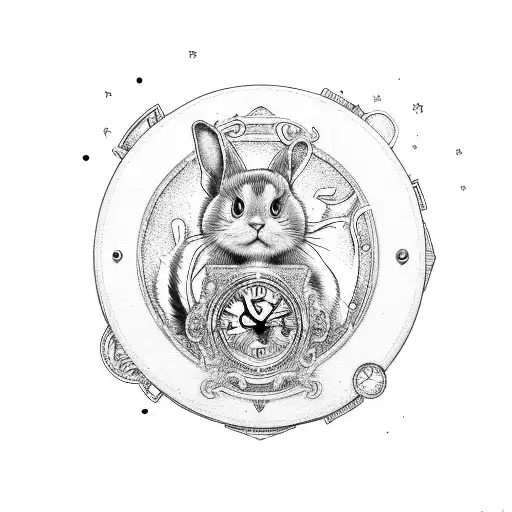 wonderland, ivy, pocket watch, chesire cat, rabbit hole, in the we both went mad tattoo design idea