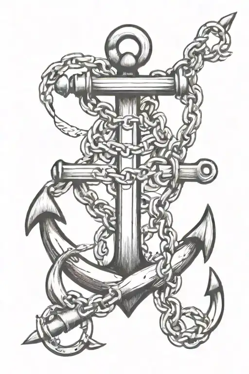 semi colon anchor broken chain intertwined tattoo design idea