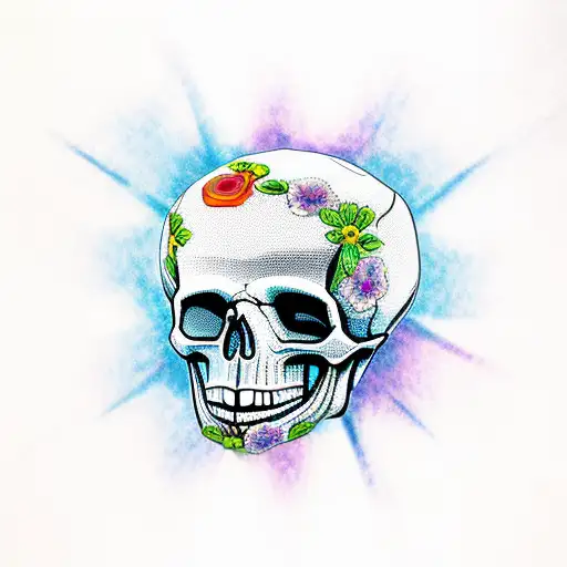 skull cry flower gun geometric tattoo design idea