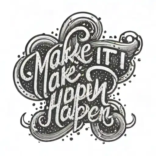 A sporty design incorporating the words 'make it happen' in a bold font, symbolizing your can-do attitude tattoo design idea
