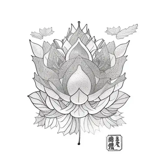 mapple leaf and lotus flower tattoo design idea
