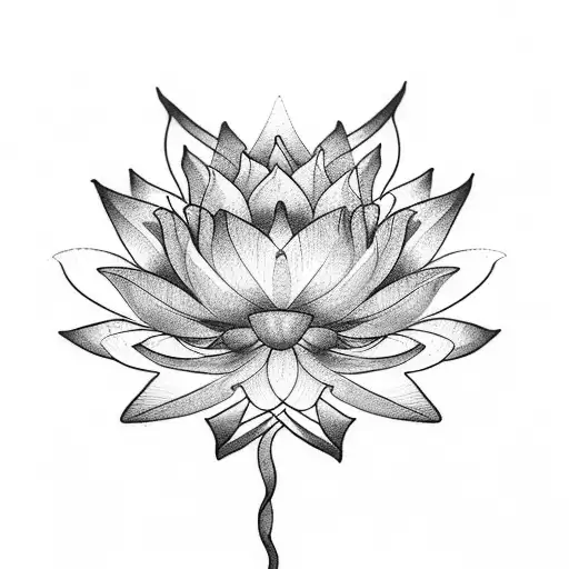 lotus flower inside mapple leaf tattoo design idea