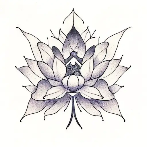 mapple leaf inside lotus flower tattoo design idea