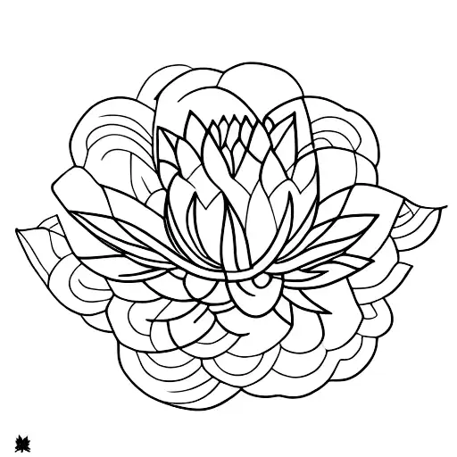 lotus flower inside mapple leaf tattoo design idea
