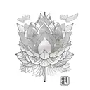 mapple leaf and lotus flower tattoo design idea