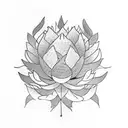 mapple leaf inside lotus flower tattoo design idea