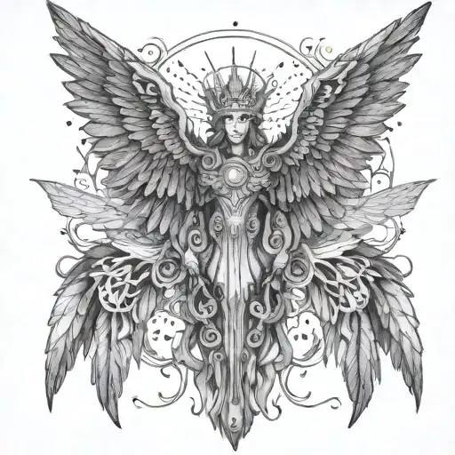 six-winged seraph ortodox style illustration tattoo design idea