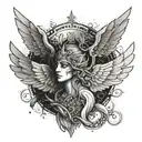 six-winged seraph with eyes surrounded tattoo design idea