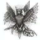 six-winged seraph with eyes surrounded tattoo design idea