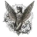 six-winged seraph with eyes surrounded tattoo design idea