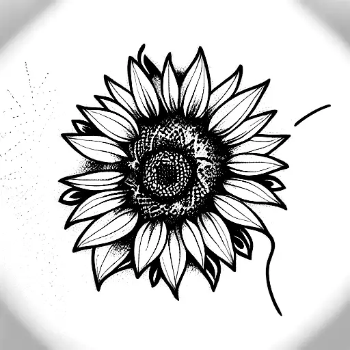 sunflower with roots and dates in roots tattoo design idea
