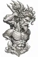 poseidon god tattoo design idea